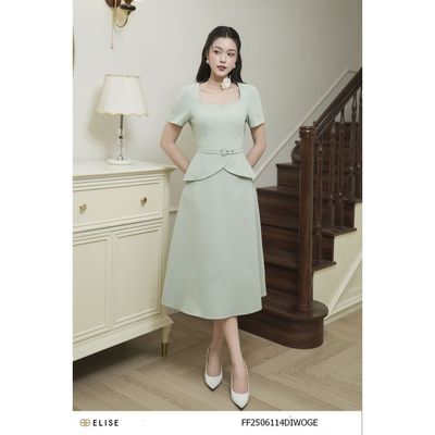 Đầm sạn xanh peplum đai eo thiết kế Elise mã FF2506114DIWOGE