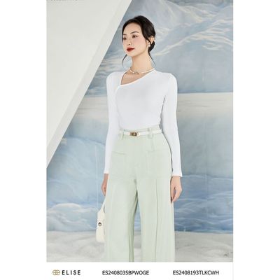 Áo thun dài tay cổ lệch thiết kế Elise ES2408193TLKCWH