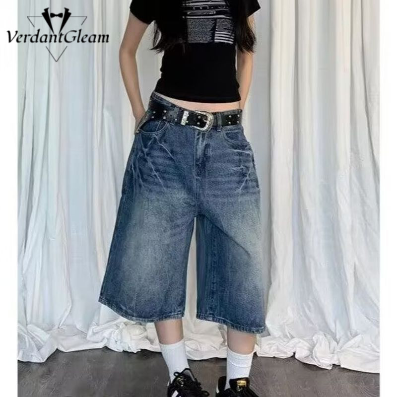 VG Quần Short Denim Ống Rộng Style Vintage Cho Nữ