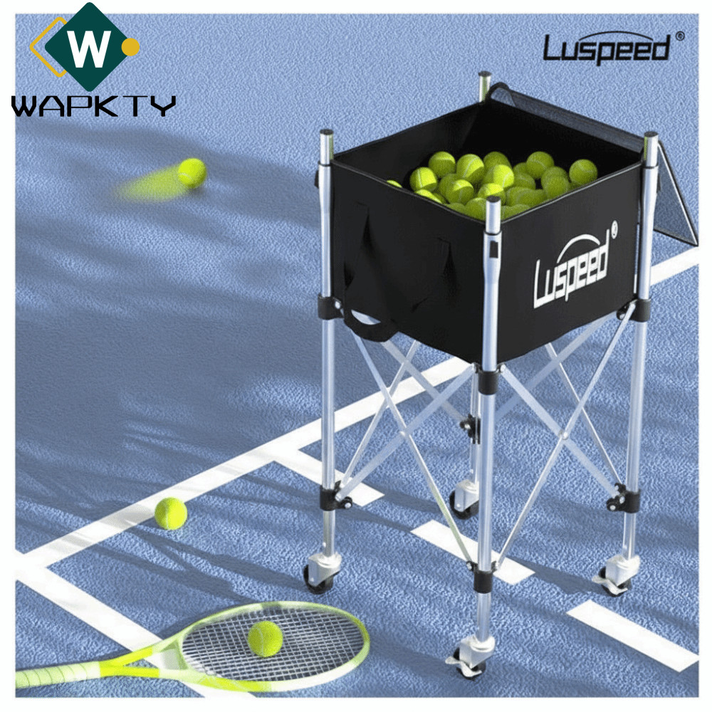 Xe đẩy bóng tennis WAPKTY Luspeed, điều chỉnh chiều cao, kèm giỏ thu bóng thép không gỉ