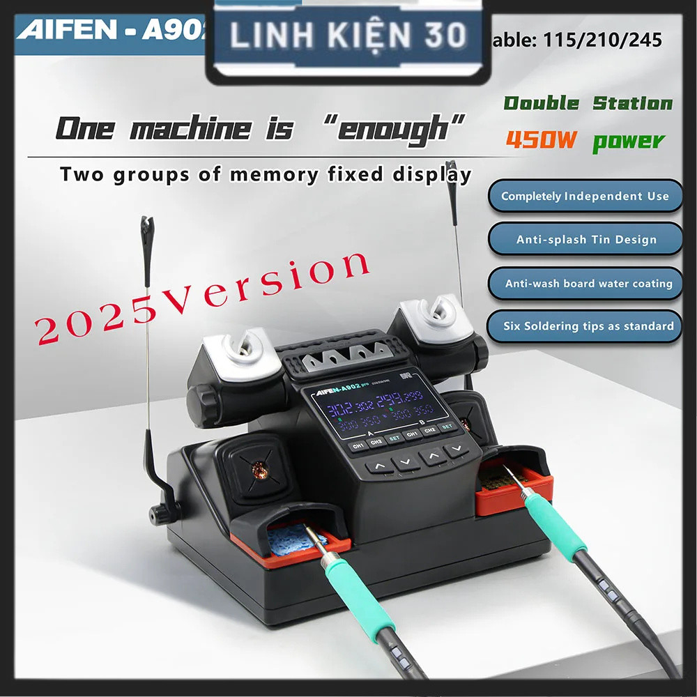 Máy hàn Aifen A902/ A902 Pro 2025 (3 tay C115, C210, C245 kèm 9 mũi) chính hãng Sugon