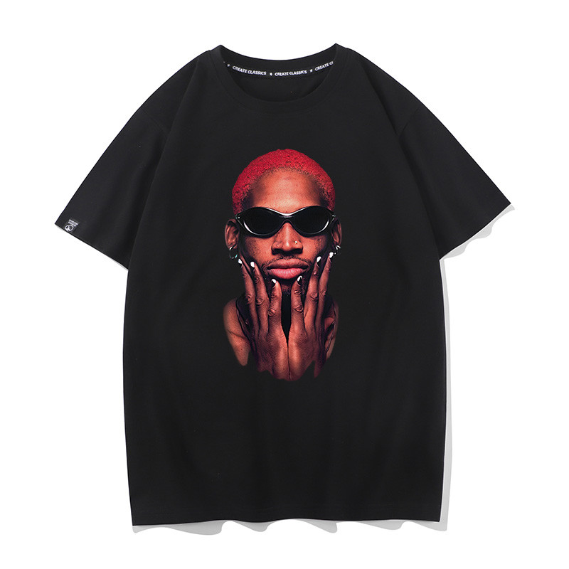 Dennis Rodman Dennis Rodman Rodman Áo thun ngắn tay nam dạo phố Mỹ Hip-Hop High Street Half-