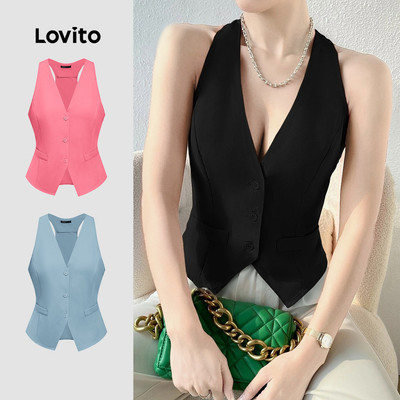 (Hot) Áo sát nách Lovito nút trước màu trơn thanh lịch cho nữ L80ED157(Nhiều màu)