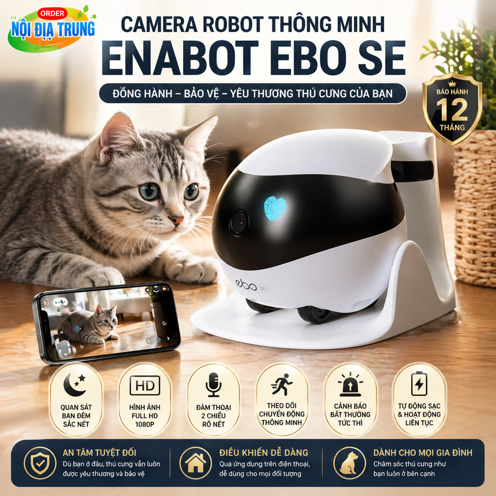 ebo se Camera giám sát di động cho thú cưng wifi Thiết bị điều khiển từ xa thông minh cho mối quan h