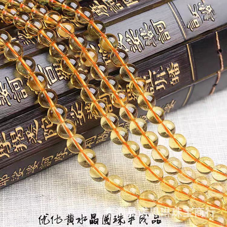 Tối ưu Citrine DIY Đính Hạt Trang Sức Rời Hạt Brazil Citrine Bán Thành Phẩm Rời Hạt Tròn Nhân Tạo Ci