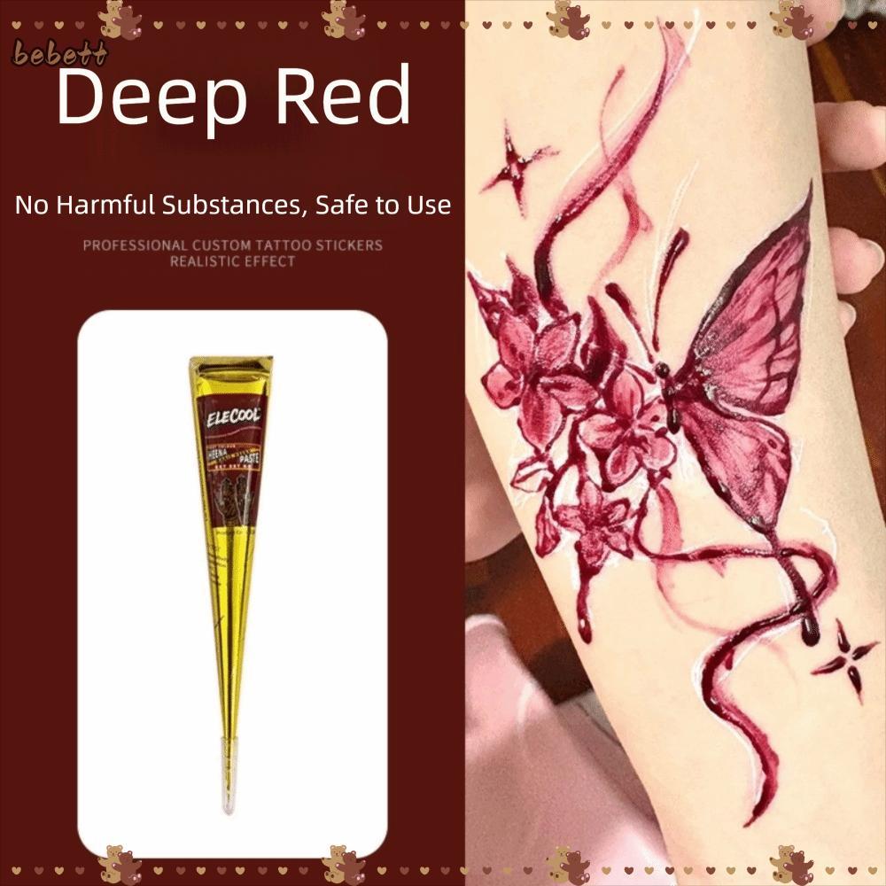 BEBETTERM Kem xăm Henna, Dễ sử dụng Bán vĩnh viễn Henna Paste Cone, Kem Henna Tạm thời Đen Nâu Nâu K