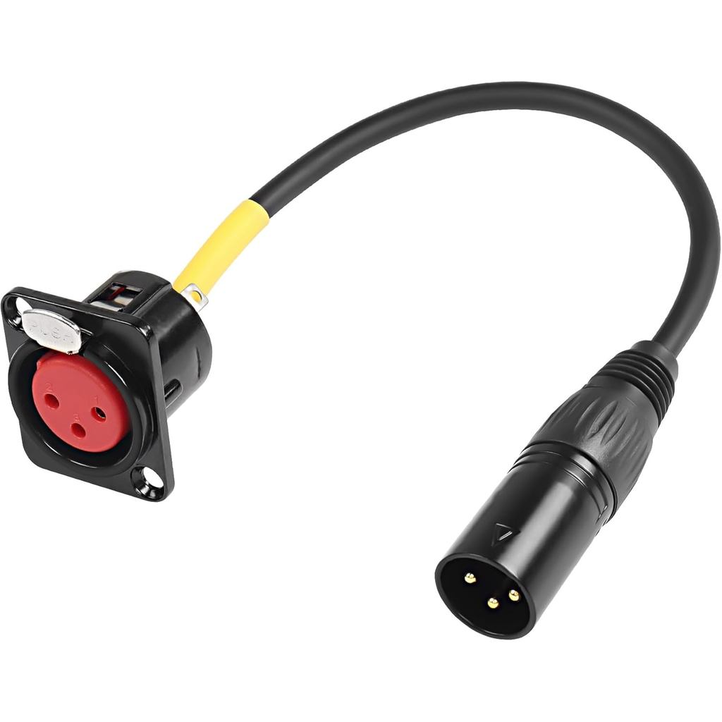 XMJSIY D-Type XLR Female Panel Mount to XLR Male Connector Pass Through Cable, 3 Pin Mic XLR Feed / 