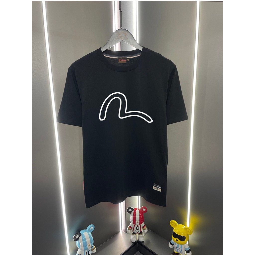EVISU / God of Fortune 2026 Áo thun ngắn tay cổ tròn phong cách cặp đôi Phong cách nam Slim-Fit Slim