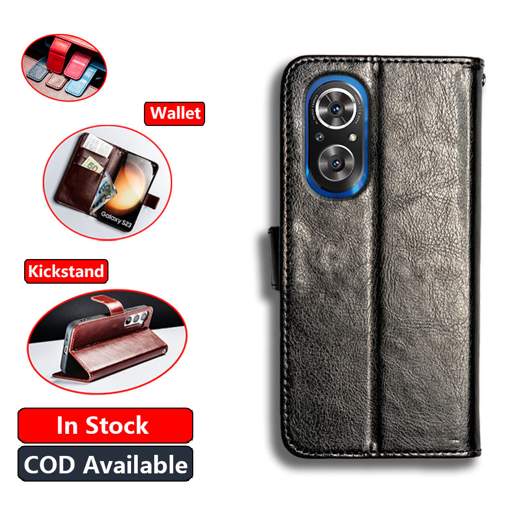 Da Cổ Điển Cho Huawei Honor 50 SE JLH-AN00 Ví Vintage Folio Case Flip Cover Đóng Từ Tính Chân Đế Khe