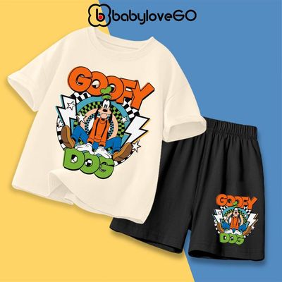Bộ quần áo cho bé trai BabyloveGO, set đồ thun cotton GOOFY DOG cho bé 1-10 tuổi AQ-MK33