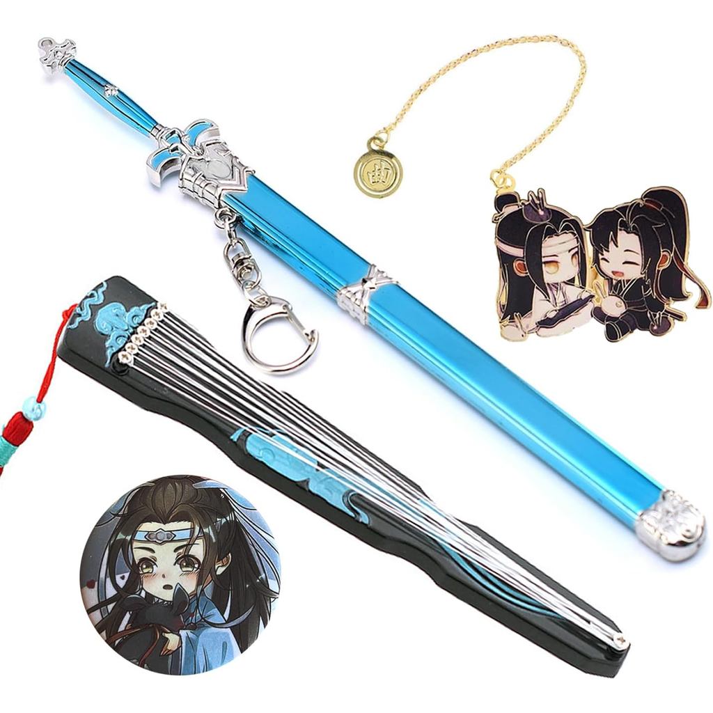 Grandmaster Demonic Mini Swords Móc Khóa LAN Wangji Guqin Mặt Dây Chuyền Móc Chìa Khóa Wei Wuxian Đá