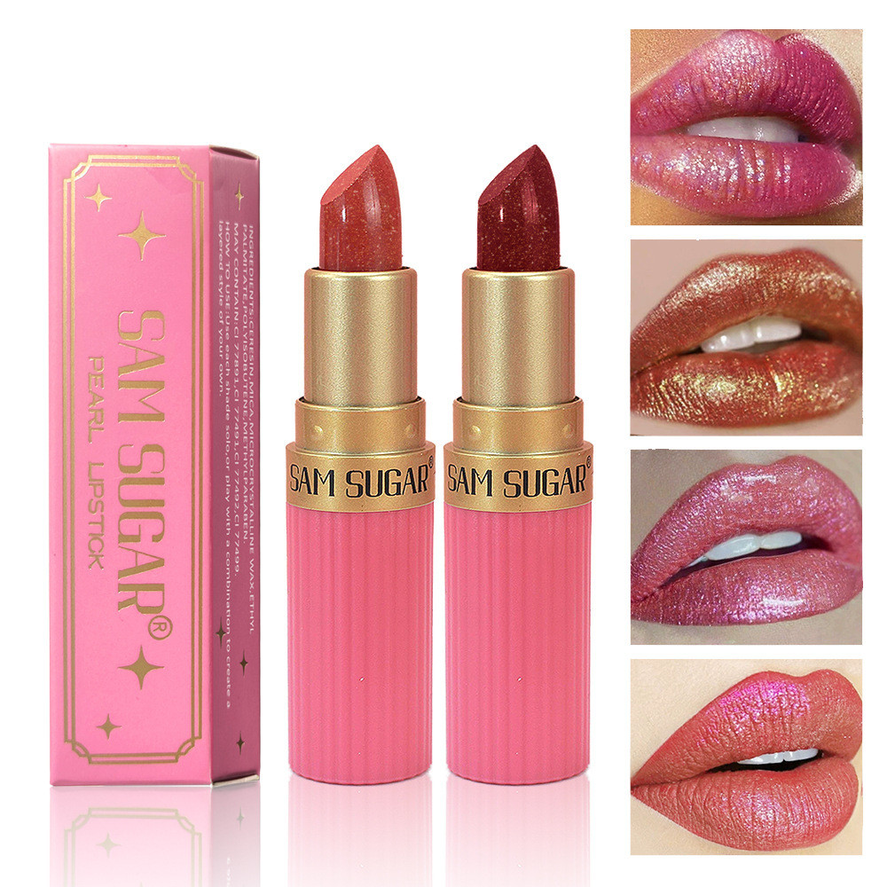 Bibir Kering & Kusam SAM SUGAR Son môi sô cô la 6 màu Melembap & Mencerahkan Matte Shiny Áo dài chốn