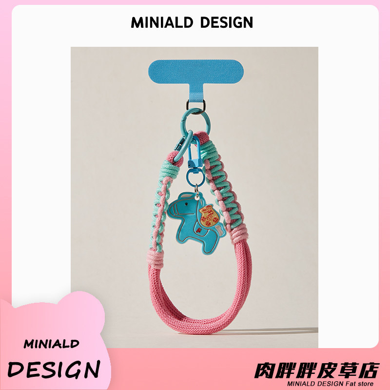 MDESIGN Phong Cách Mới Nylon Dopamine Pink Pony Dây Điện Thoại Di Động Dây Đeo Tay Bện Phong Cách Ng