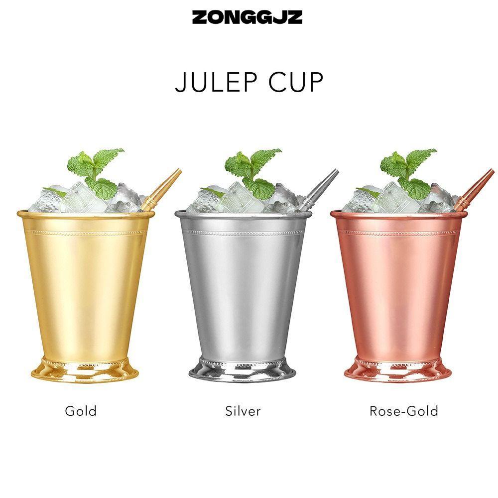ZONGGJZ Cán Bạc Hà Julep Cup, Bạc 350ml Cốc Cocktail, Vàng Inox Mojito Cocktail Kính Nhà Bếp