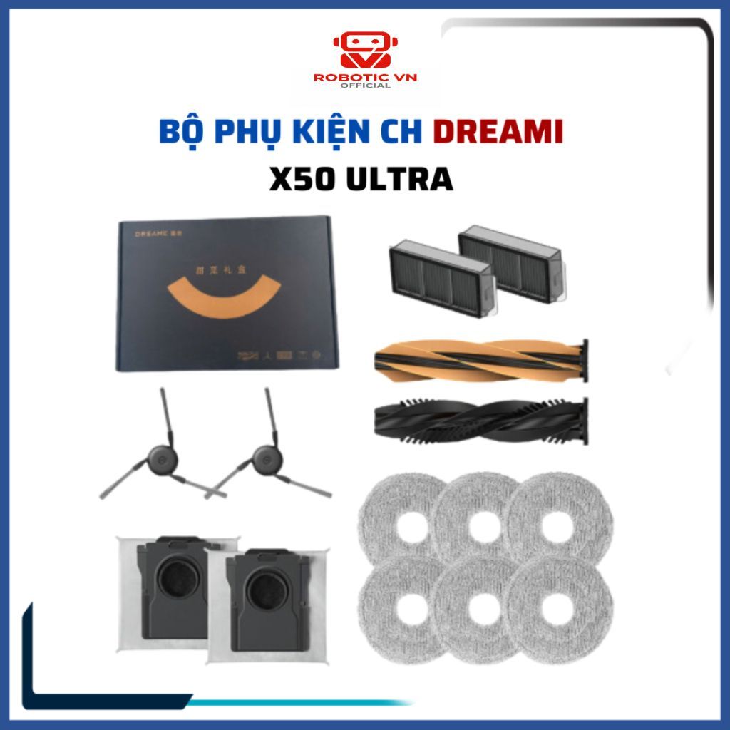 Bộ PK CH robot Dreami X50 Master, X50 Ultra, L40s pro ultra, L40s ultra khăn, lọc ,chổi cạnh, chổi l