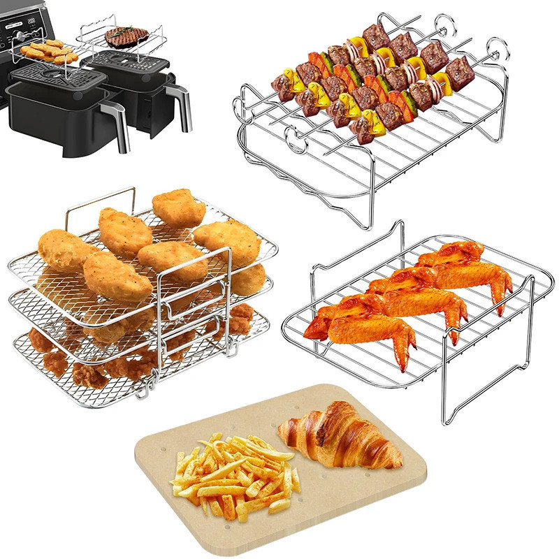 Hình Chữ Nhật Chảo Chiên Không Khí Bộ Giá Cho Ninja DZ201 / DZ401 Giỏ Đôi Lò Nướng Giá Đỡ Airfryer G