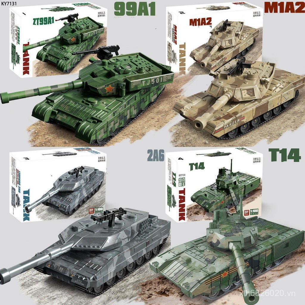 Cool Model 99A1 Abrams Leopard 2A6 Amata Xe Tăng Chiến Đấu Chính Quân Sự Hạt Nhỏ Lắp Ráp Khối Xây Dự
