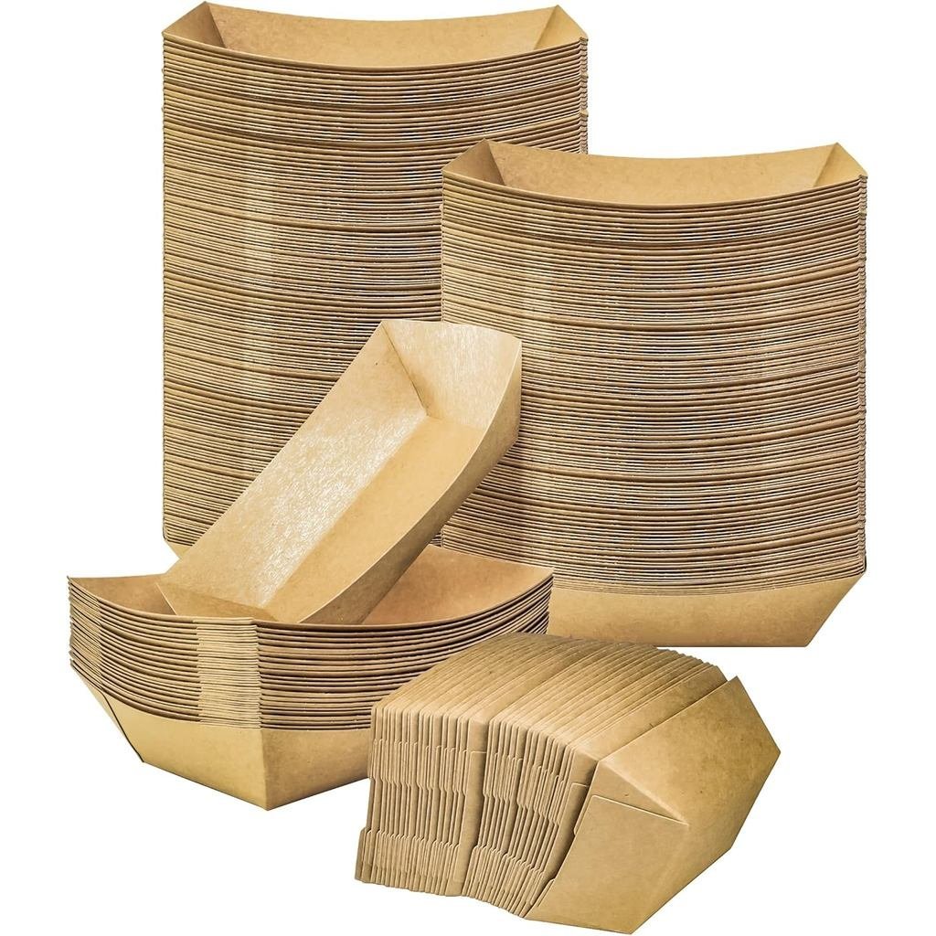 MotBach 100 Gói Khay Đựng Thức Ăn Giấy 2lb, Giấy Nặng Thuyền Thực Phẩm Dùng Một Lần Khay Đựng Đồ Dùn