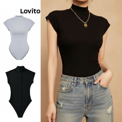 Lovito Phong cách thường ngày Bộ jumpsuit nữ cổ cao trơn LNL61247 (Nhiều màu)\5
