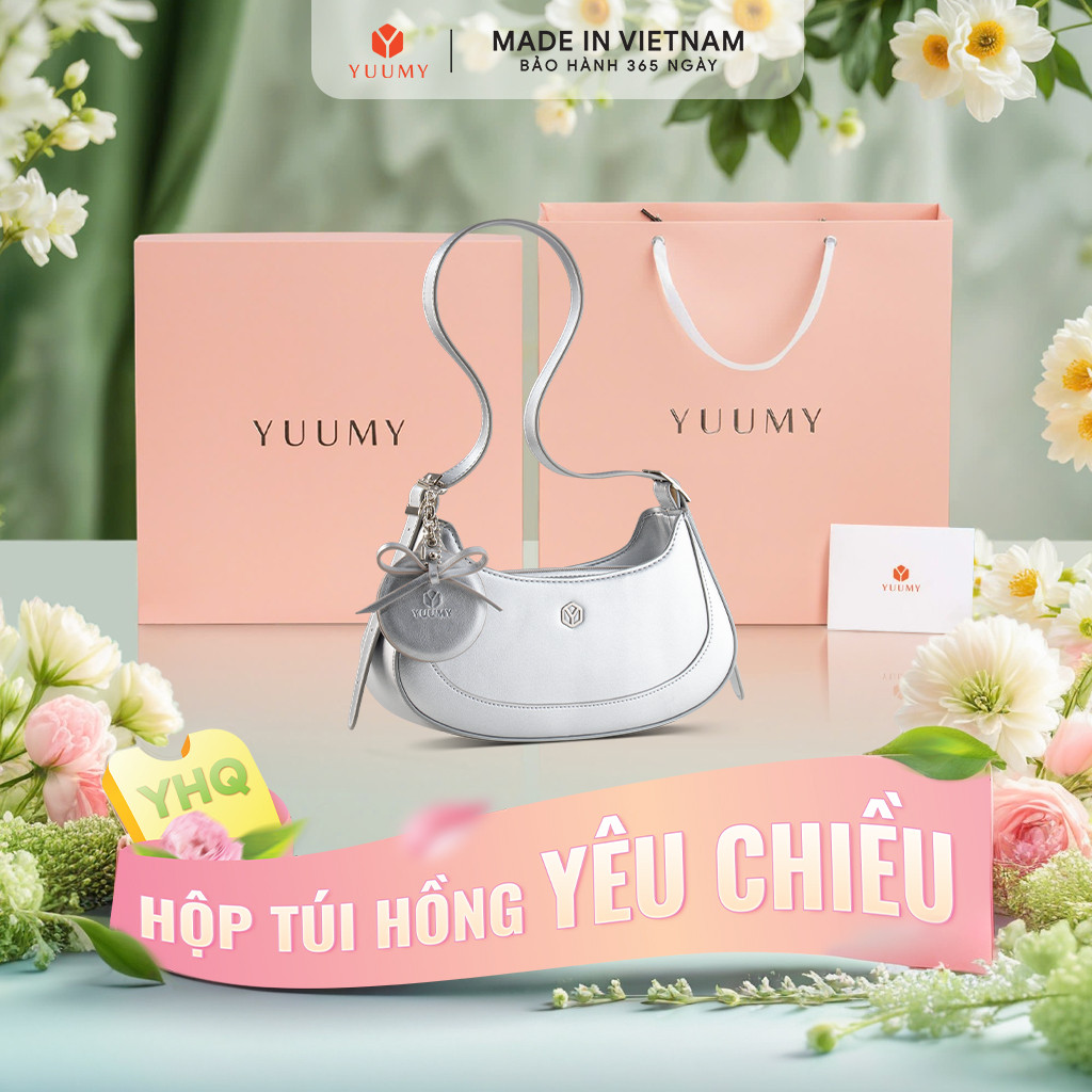 Bộ hộp quà YUUMY (Túi đeo vai nữ YUUMY YN345 + Hộp quà YHQ2 + Túi giấy YTG2 + Túi rút BVR3838 + Thiệ