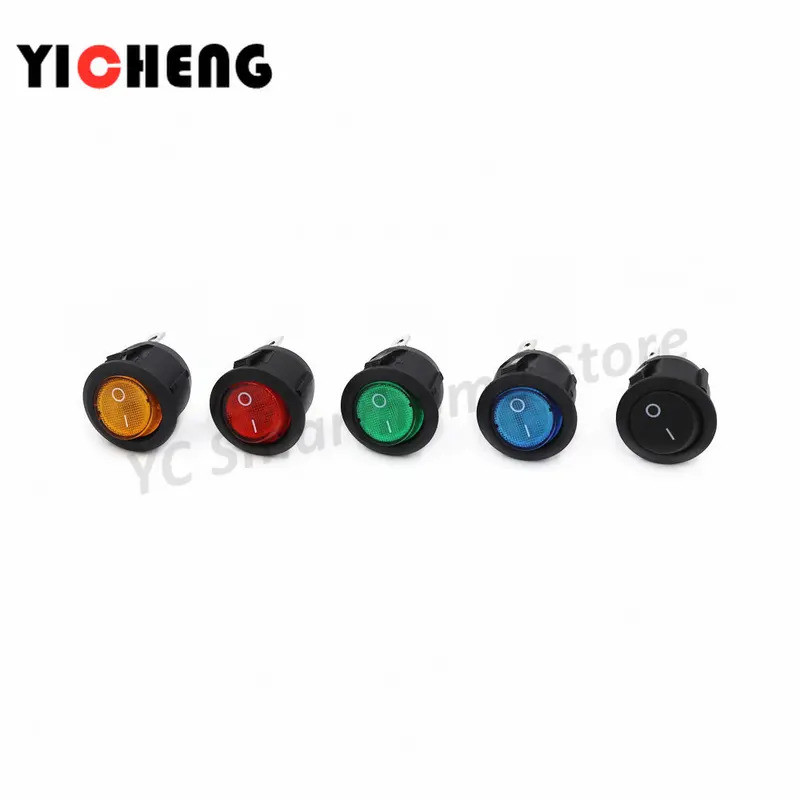 FZ5 Cái KCD1 12V / 220v BẬT / TẮT 3Pin Công tắc Rocker tròn LED chiếu sáng Bảng điều khiển ô tô Dash