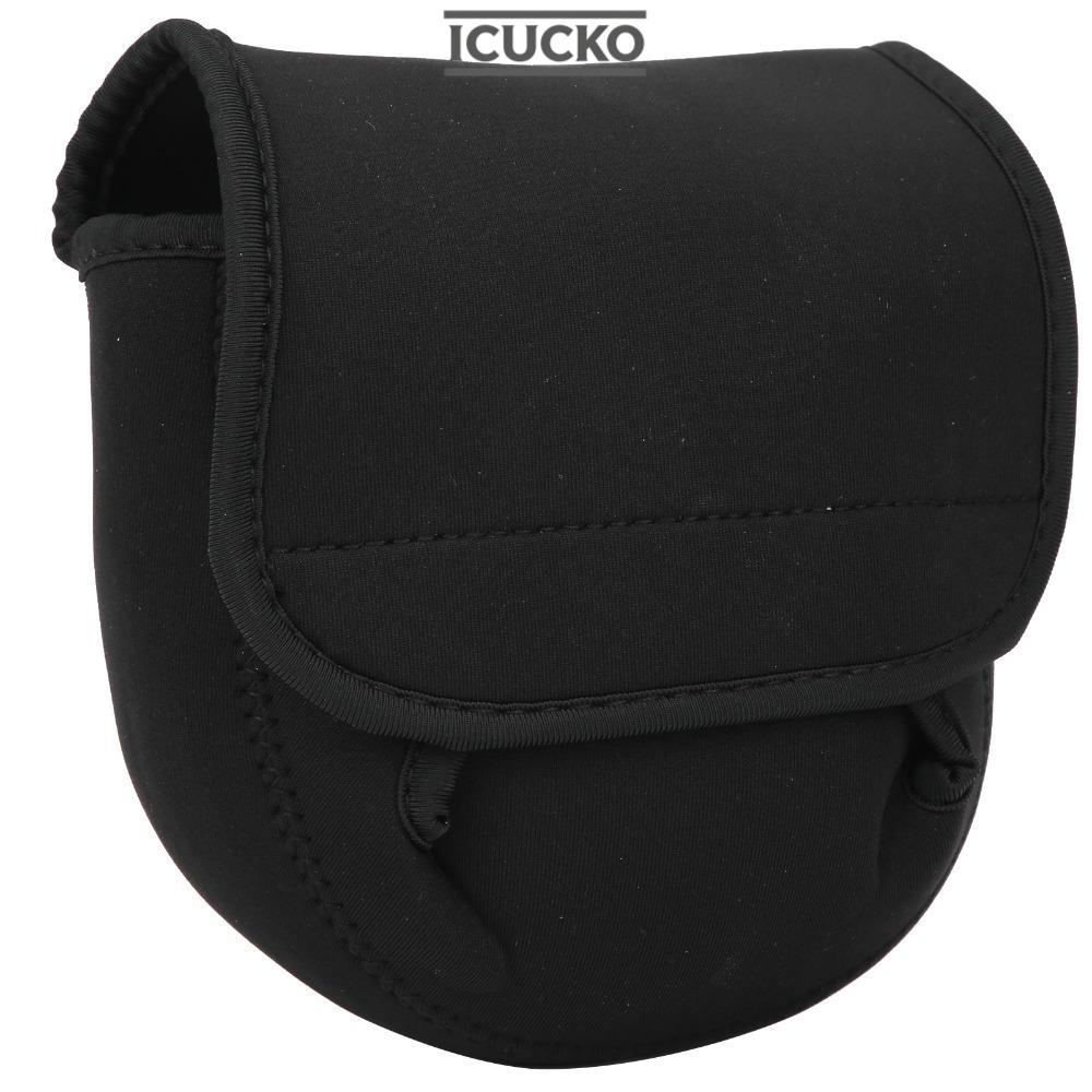 ICUCKO 3 Chiếc Máy Câu Cá Có Túi, Túi Câu Nhẹ Màu Đen Túi, Di Động 14 * 14 * 6cm Dày Câu Cá Bao Da L