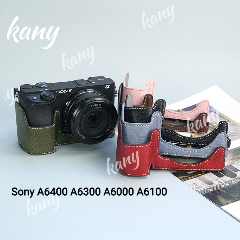 Ốp Lưng Nửa Camera Sony A6400 Cho Sony A6400 A6300 A6000 A6100 Da PU Đế Camera Vỏ Túi 1 / 4 Vít