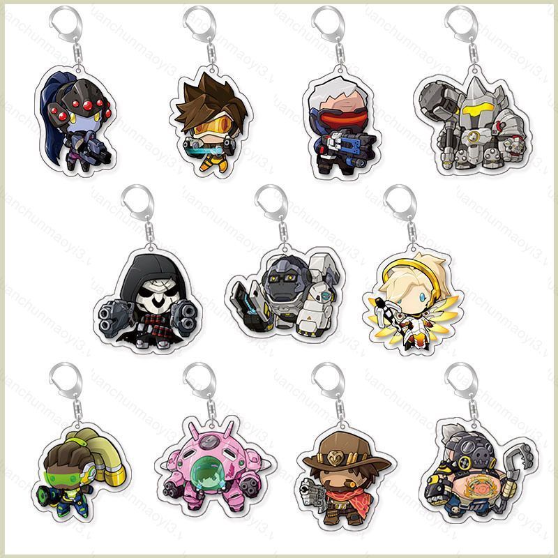 DC3 Overwatch Shimada Genji Hanzo DVA Tracer Cole Cassidy acylic móc khóa túi móc khóa mặt dây chuyề
