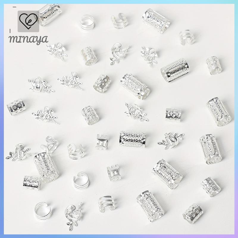 Dwi 40pcs Vintage Vàng Bạc Hollow tóc Cuff Nhẫn braids tóc Phụ Kiện Set