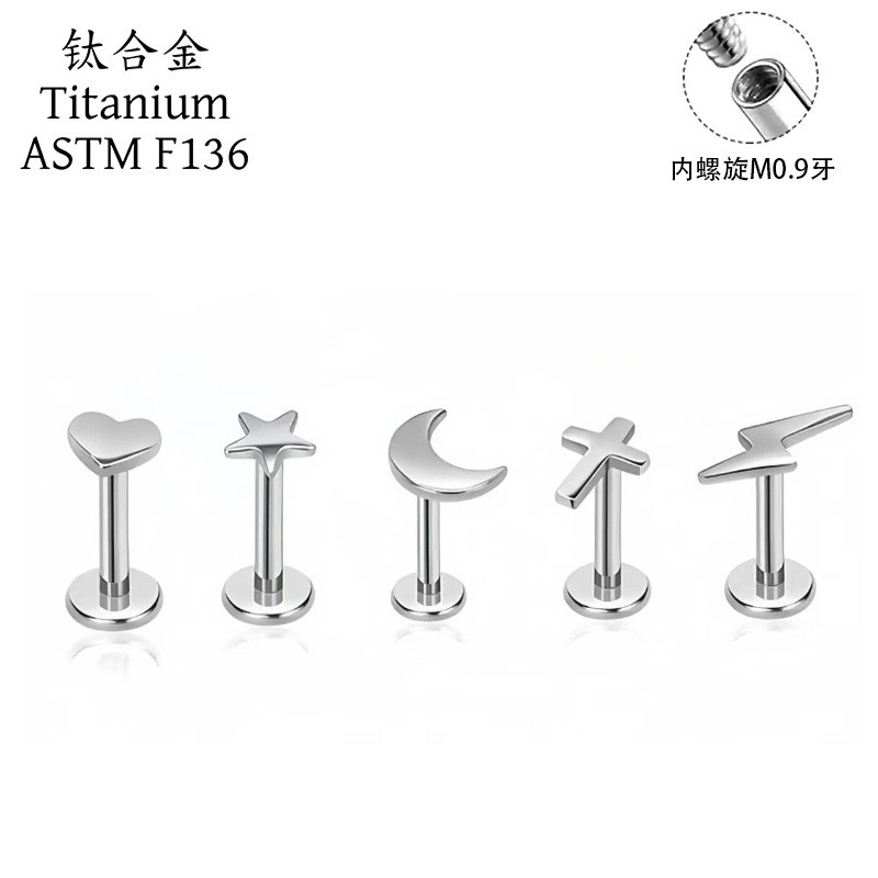 Bông tai ren bên trong bằng hợp kim titan F136 cơ bản F136