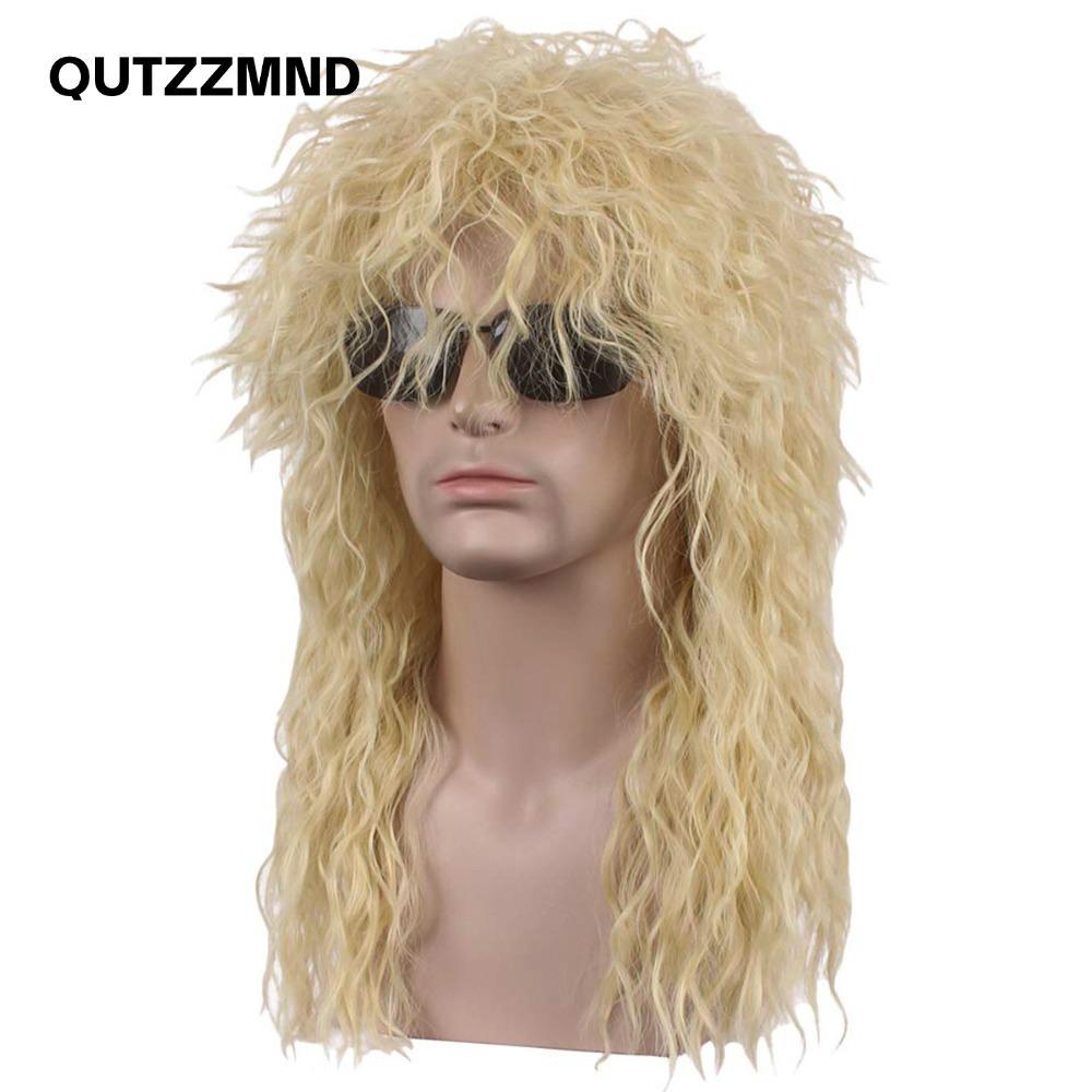 QUTZZMND Halloween Party Cosplay Tóc Giả, Xoăn Dài 70s 80 Rockstar Tóc Giả, Punk Fluffy Cosplay Rock