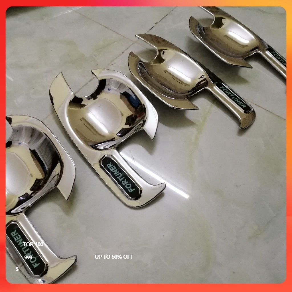 ☘️FORTUNER ☘️ - Bộ ốp Hõm cửa mạ crom xe Toyota Fortuner các form 2006 đến 2015 mẫu chữ Fortuner đen