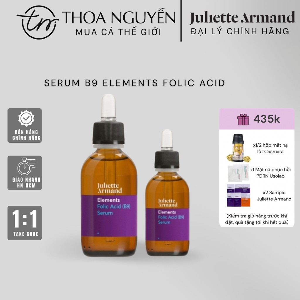 [CTY] Serum B9 Elements Folic Acid Juliette Armand | Tinh chất phục hồi, dịu da, giảm kích ứng