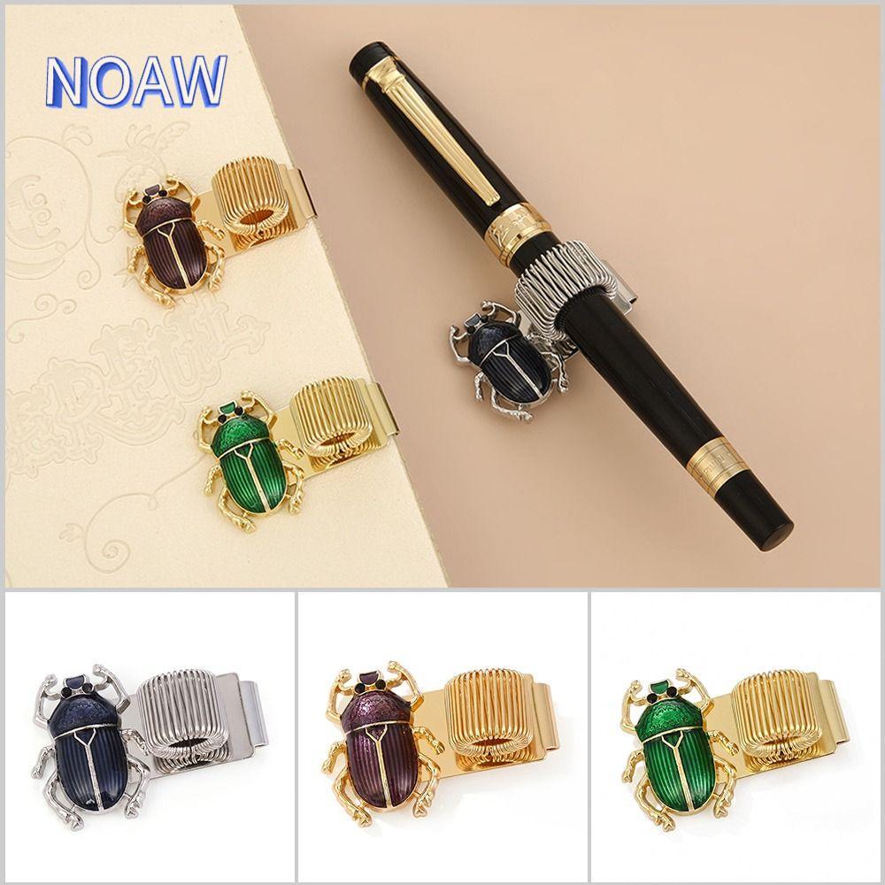 NOAM‌ Kẹp bút, có vòng bút Đàn hồi Scarab Beetle Pen Clip, Kim loại đa chức năng Scarab Beetle Book 