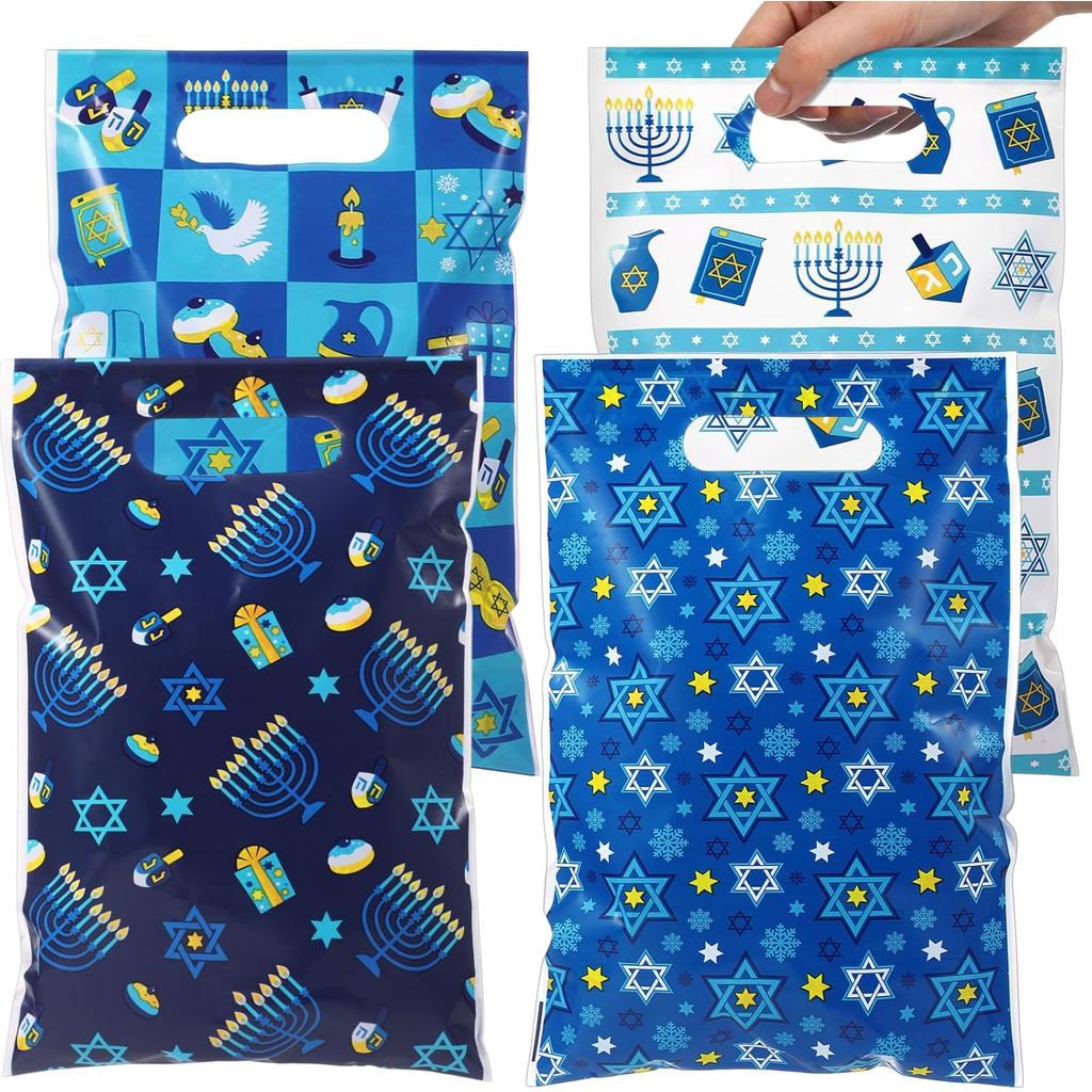 Pajean 48 Chiếc Túi Quà Kẹo Hanukkah Nhựa Xanh Số Lượng Lớn Hanukkah Đảng Điều Trị Túi Chanukah Good