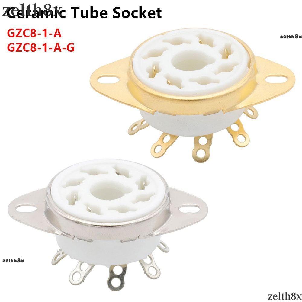 ZELLH 1 Chiếc Ổ Cắm Ống Gốm, Đế Van Gắn PCB 8Pin K8A, Bền Octal DIY Mạ Tin GZC8-1-A GZC8-1-A-G Cho E