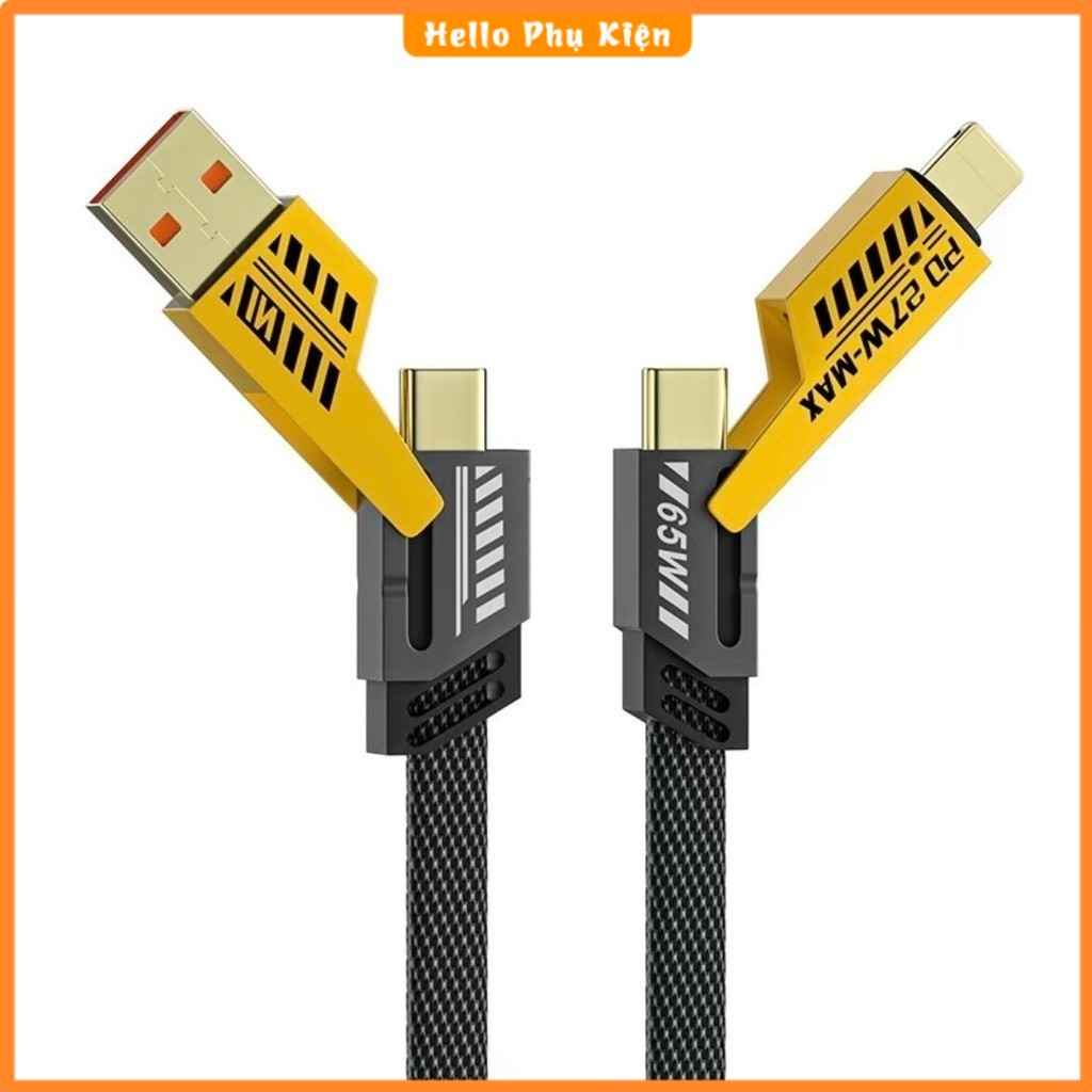 Dây Sạc Nhanh 4 Trong 1 Sạc Siêu Nhanh (65 - Phụ kiện điện thoại, Dây sạc 3 in 1, Cáp sạc  4in 1.