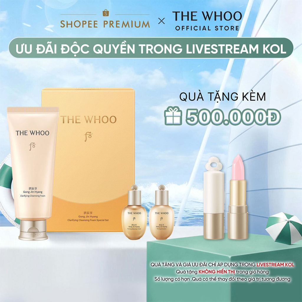 KOL x WHOO x Bô Sữa rửa mặt bọt mịn sạch sâu và dưỡng ẩm THE WHOO Gongjinhyang Clarifying Cleansing Foam 180ml