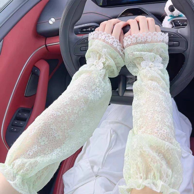 Sun Protection Oversleeve Summer Thin Lace Versatile Loose Cute Driving Oversleeve Arm Sleeve Sleeve