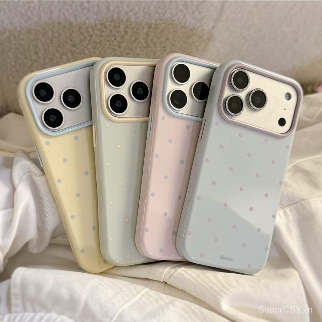 Ốp Điện Thoại Thích Hợp Cho iPhone 13 14 15 16 17 Pro max Plus Air Polka Dot Chống Sốc Vỏ Bảo Vệ Chố