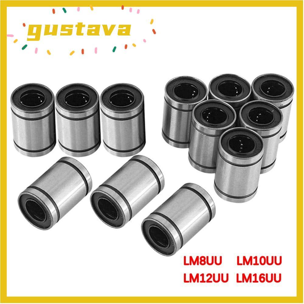GUSTAVA Bushing Thép Mạ Niken Thanh Trục CNC Phần LM8UU LM10U LM12UU LM16UU