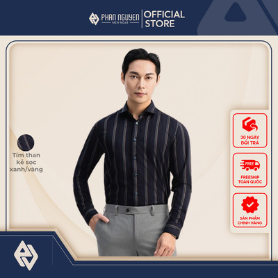 Áo sơ mi nam Phan Nguyễn, chất liệu cao cấp, mềm mại, thoáng mát, co giãn, form slim fit SMD.1448