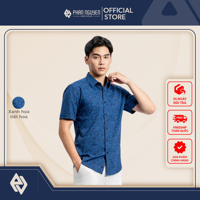 Áo sơ mi hoạ tiết nam Phan Nguyễn, chất liệu bamboo cao cấp, mềm mại, form slim fit SMC.511
