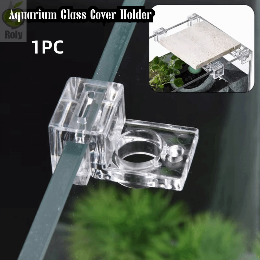 Giá đỡ nắp thủy tinh bể cá ROLY 1PC, Giá đỡ nắp bể cá trong suốt bằng acrylic, Độ dày tường bền 4,5 