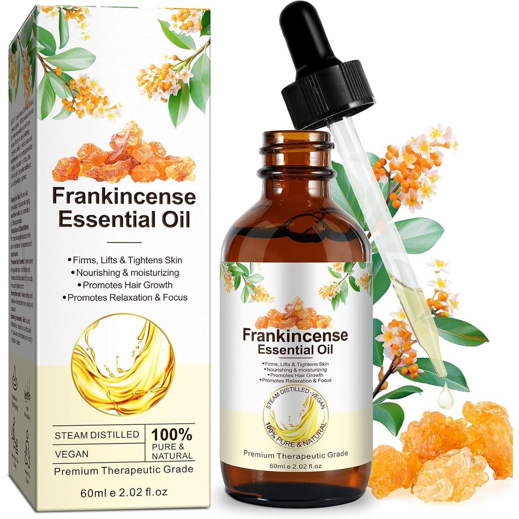 Premium Frankincense Essential Oil for Skin Face Body Wrinkles Scars, Therapeutic Grade 100% Natural