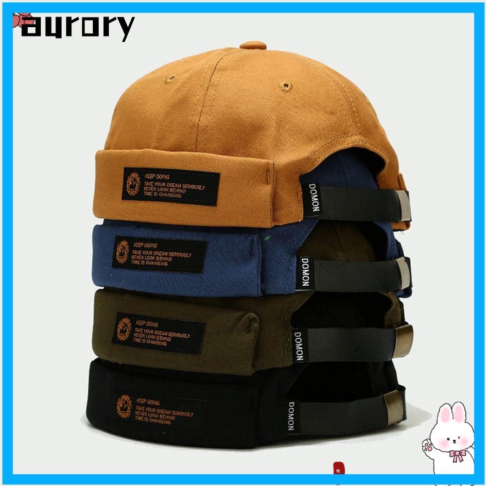 AURORY Beanie Street Hat, Hip Hop Có Thể Điều Chỉnh Vành Docker Cap, Thời Trang Retro Chữ Cotton Màu