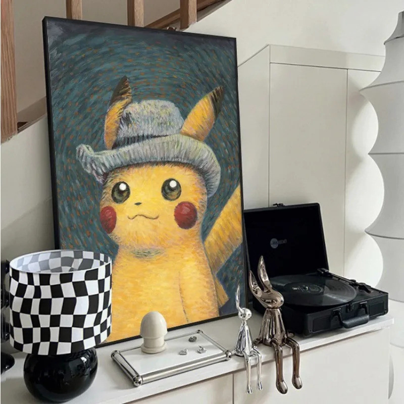 MDTG 1 Tranh Canvas Không Khung Pokémon Van Gogh Pikachu Và Scream Series Không Khung Canvas Core Ng