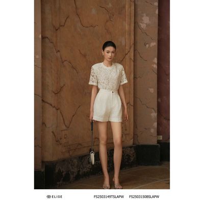 Quần sooc ren hoa trắng túi chéo thiết kế Elise FS2503150BSLAPW