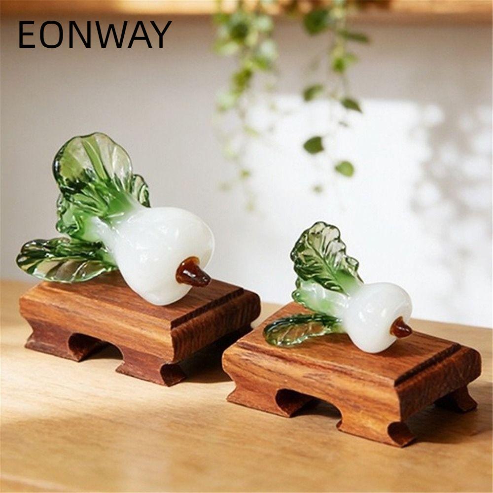 Trang trí bàn làm việc pha lê EONWAY, Bok Choy Shape Thiết kế thịnh vượng Kính Bok Choy, Kính thổi B