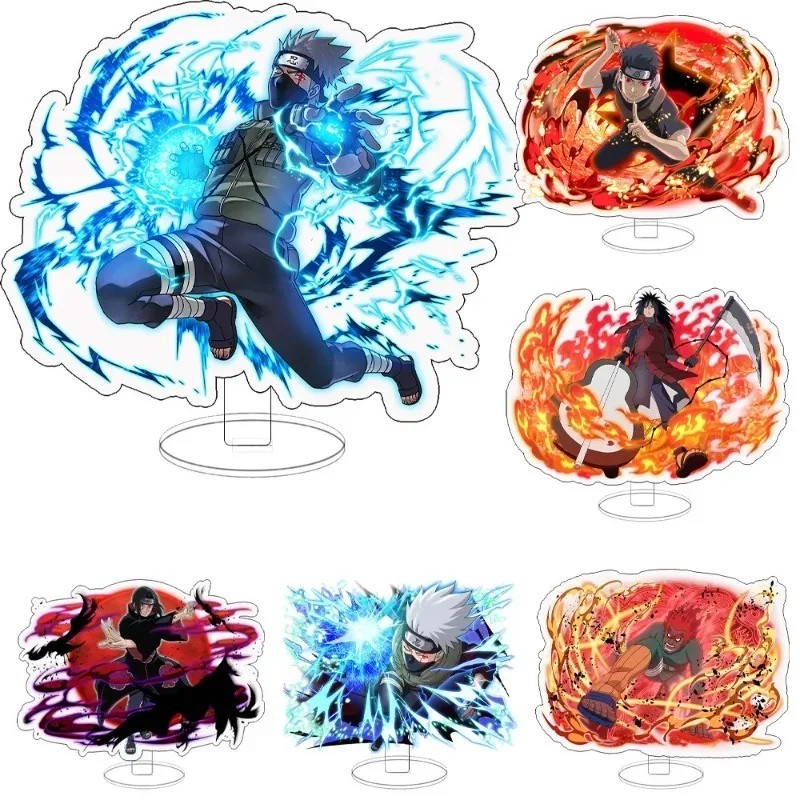 Standee Naruto Mô Hình Mica Acrylic 15cm Trang Trí Bàn Học Kakashi Sasuke Itachi Madara Anime Figure